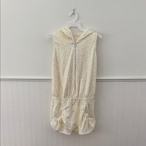 Iridescent Sequin Sleeveless Hoodie Romper by Curtain Call Costumes